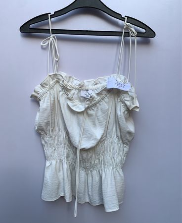 Topshop White Ruffled Top