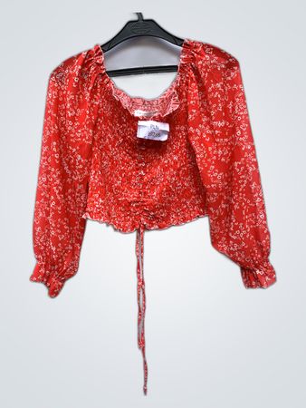 Red Floral Blouse