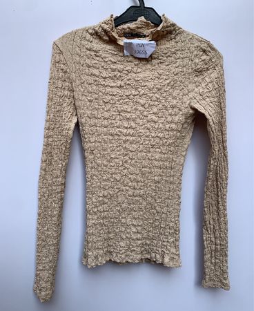 Zara Beige Long Sleeve Turtleneck Sweater