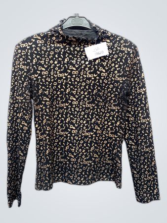 Women's Black and Gold Leopard Print Blouse