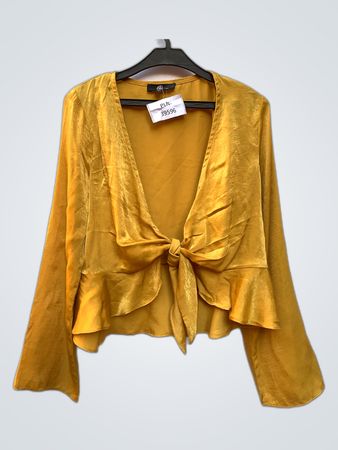 Golden Tie-Front Blouse