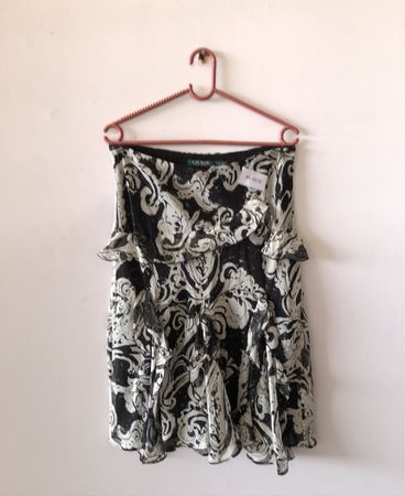 Lauren Ralph Lauren Black and White Floral Ruffled Dress