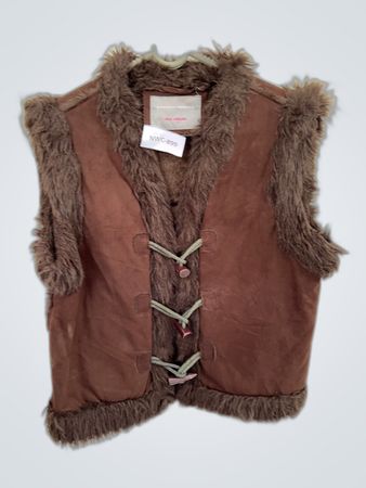 Brown Fur-Trimmed Vest