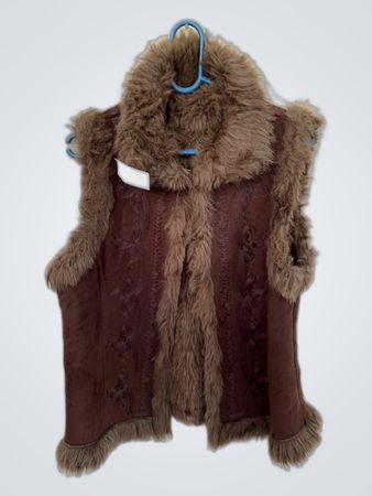 Brown Fur-Trimmed Vest