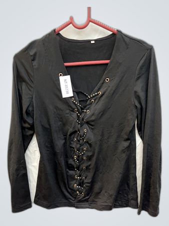 Black Lace-Up Top
