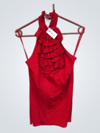 Red Ruffled Halter Neck Dress