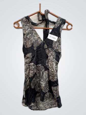 Black and Beige Halter Neck Dress