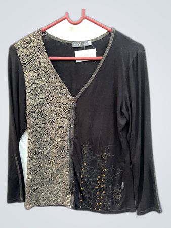 Black Long Sleeve Top with Lace Details