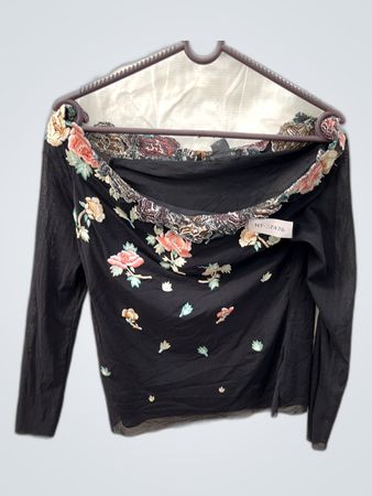 Black Floral Off-the-Shoulder Top