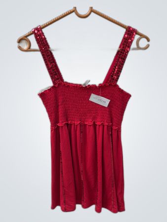 Red Smocked Tank Top