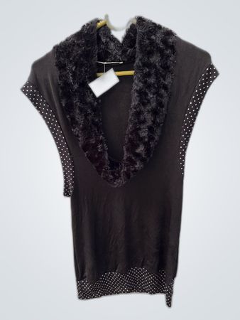 Black Polka Dot Trim Top