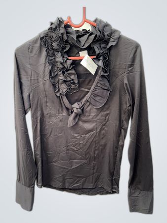 Gray Ruffled Blouse