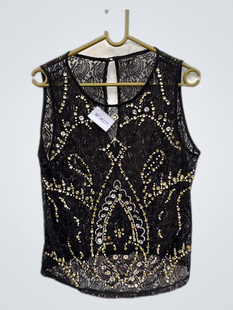 River Island Black Lace Top with Beading