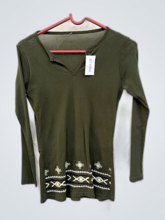 Olive Green Long Sleeve Top