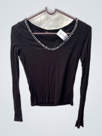 Billabong Black Long Sleeve Top with Rhinestones