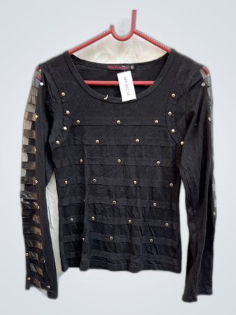 Black Long Sleeve Top with Rivets