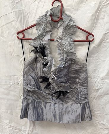 Gray Ruffled Top