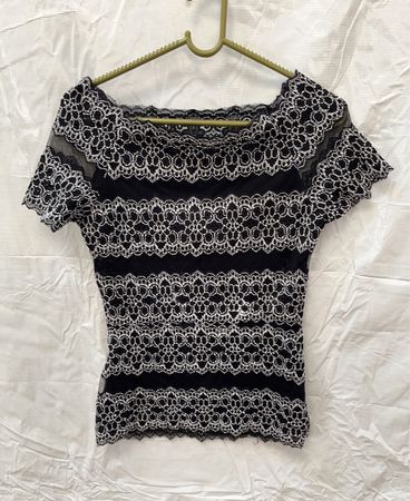 Black and White Lace Top