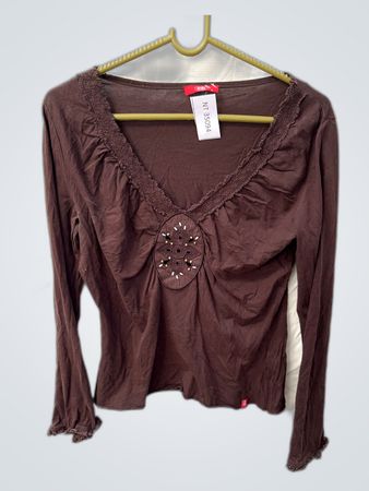 edc by Esprit Brown Ruffle Blouse