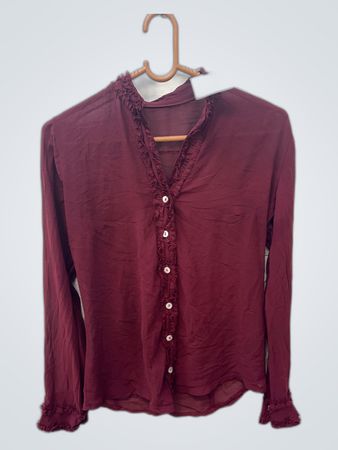 Burgundy Ruffled Blouse