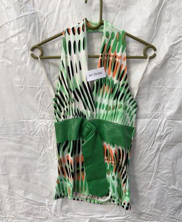 Green and Orange Patterned Top