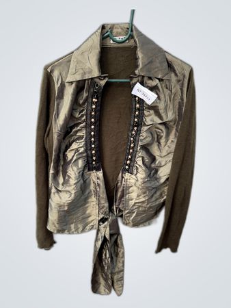 N&PA Olive Satin Knit Cardigan