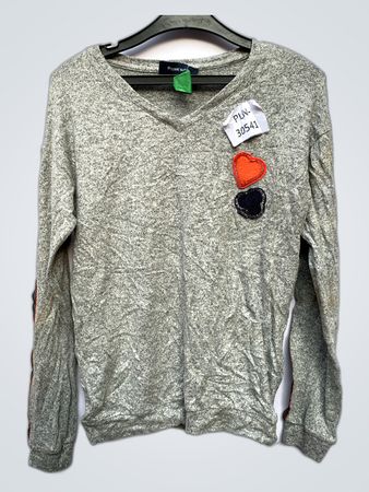 Terre Bleue Gray Heart Embellished Sweater