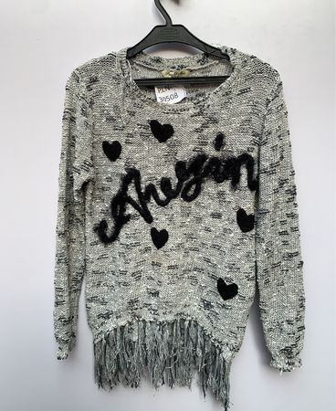 Gray Fringed Sweater