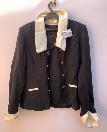 Black Blazer with Cream Collar and Cuffs