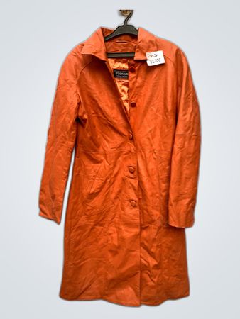 S'EGNARD Exklusive Ledermode Oranger Leder-Trenchcoat