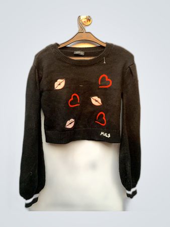Monnalisa Black Cropped Sweater