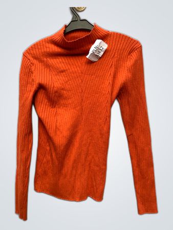 Orange Ribbed Turtleneck Sweater