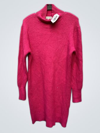 BLUOLTRE Pink Knit Turtleneck Sweater Dress