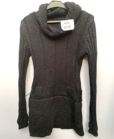 Gray Knit Cowl Neck Sweater
