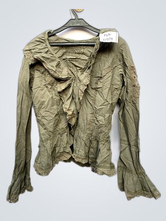 Green Lace Trim Blouse