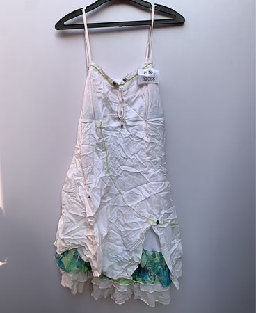 White and Green Dress