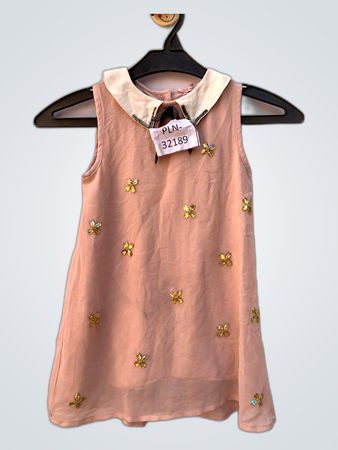 Pink Sleeveless Dress with Butterfly Decorations