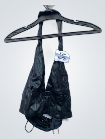 Bershka Black Leather Halter Top