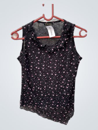 Black Floral Sleeveless Top