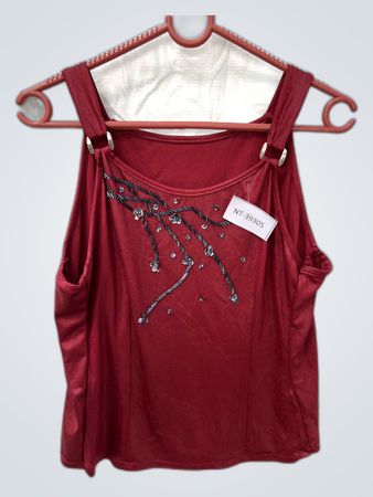 Red Embellished Tank Top