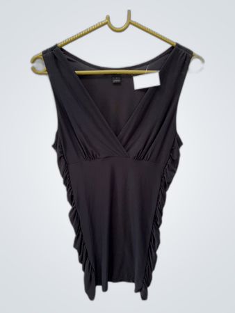 Black Ruffled Tank Top