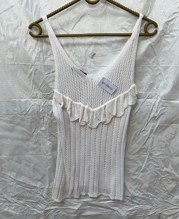 White Ruffled Tank Top
