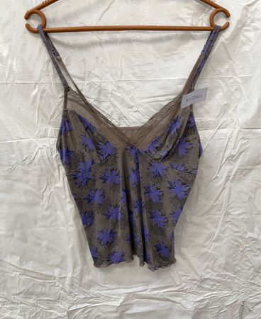 Sheer Bodysuit with Blue Floral Pattern