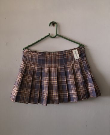 H&M Plaid Pleated Mini Skirt