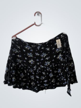 Zara Black Floral Wrap Mini Skirt