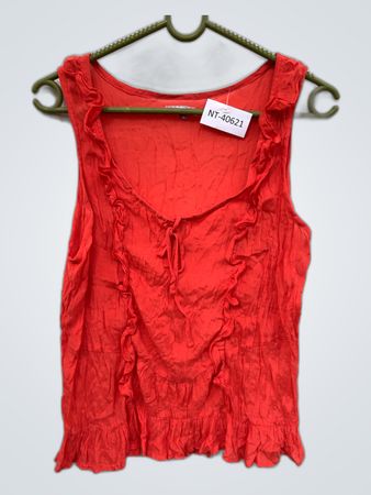 Patrice Breal Red Ruffle Blouse