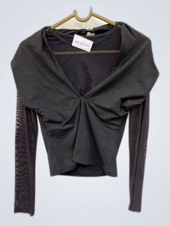 Unbranded Black Sheer Sleeve Wrap Blouse