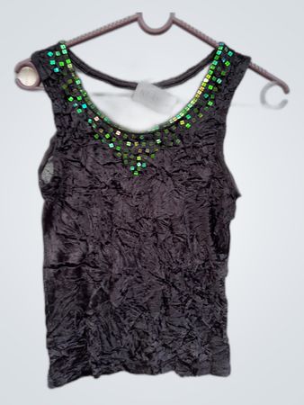 Black Velvet Sequined Camisole Top