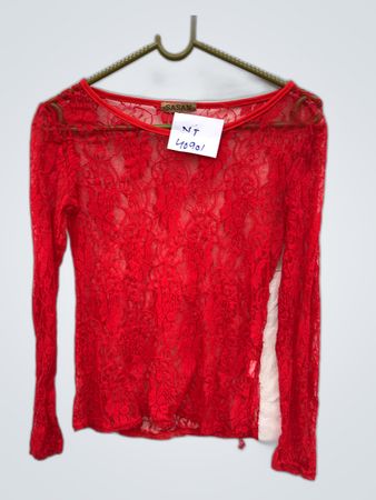Sasanasan Red Sheer Lace Blouse