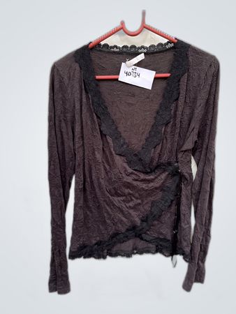 Brown Lace Trim Top